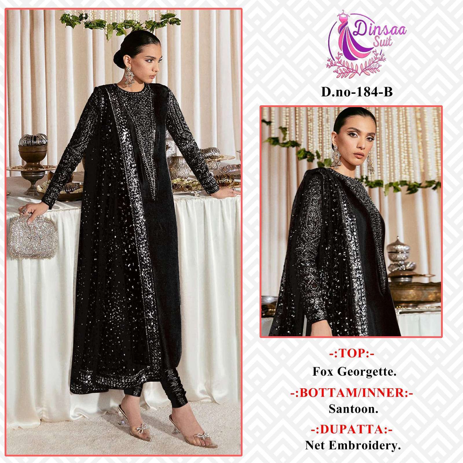 dinsaa 184b faux georgette paksitani suit 