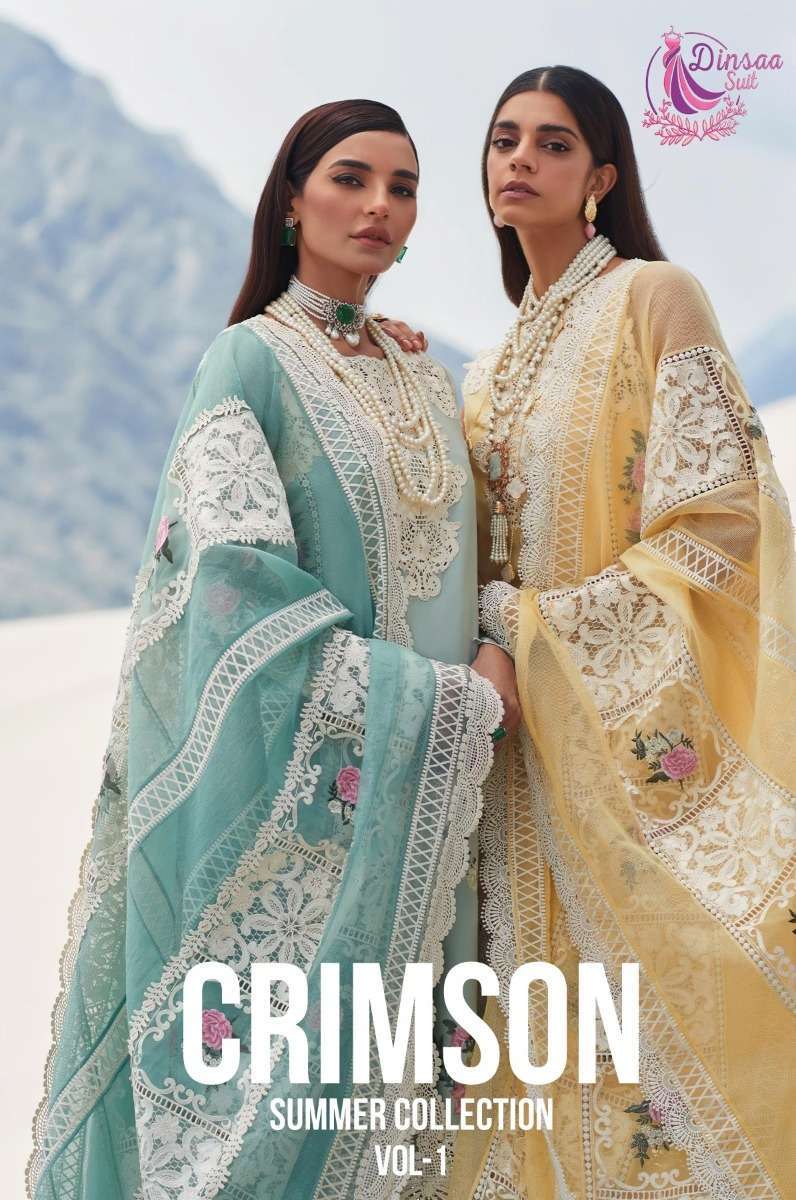 dinsaa suit crimson summer collection vol 1 series 215-218 pure cotton suit 