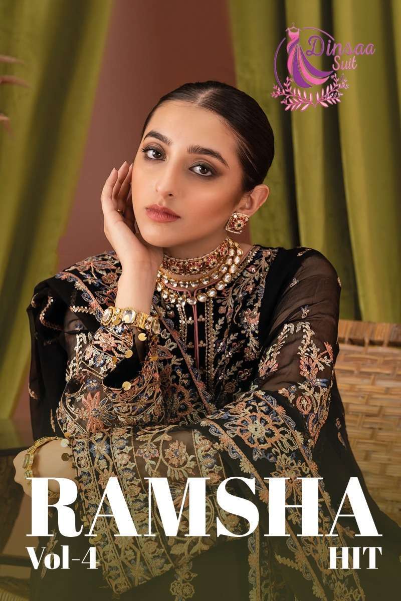 dinsaa suit ramsha hit vol 4 series 213-223 heavy faux georgette suit