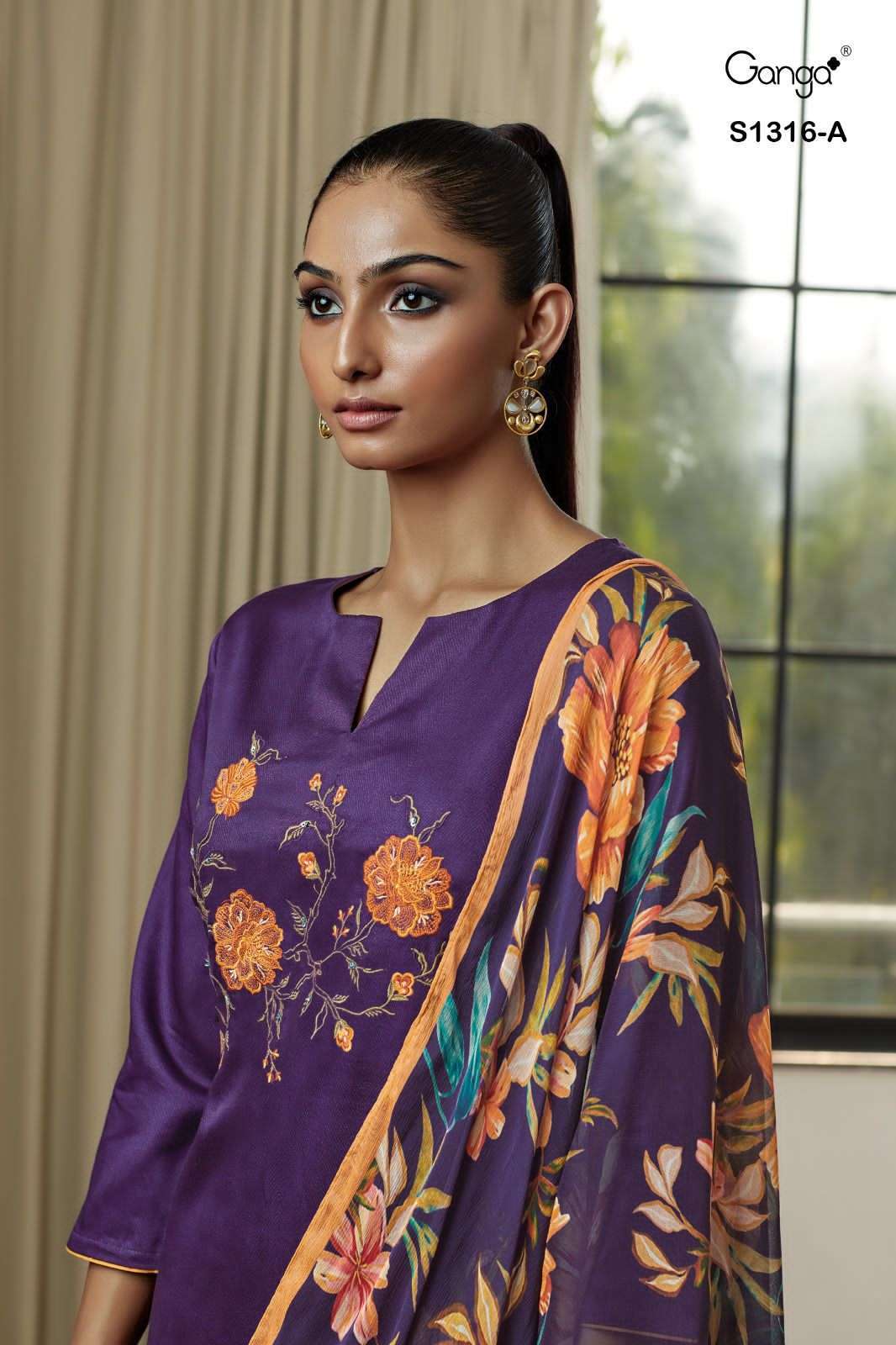 ganga inna 1316 premium cotton satin suit 