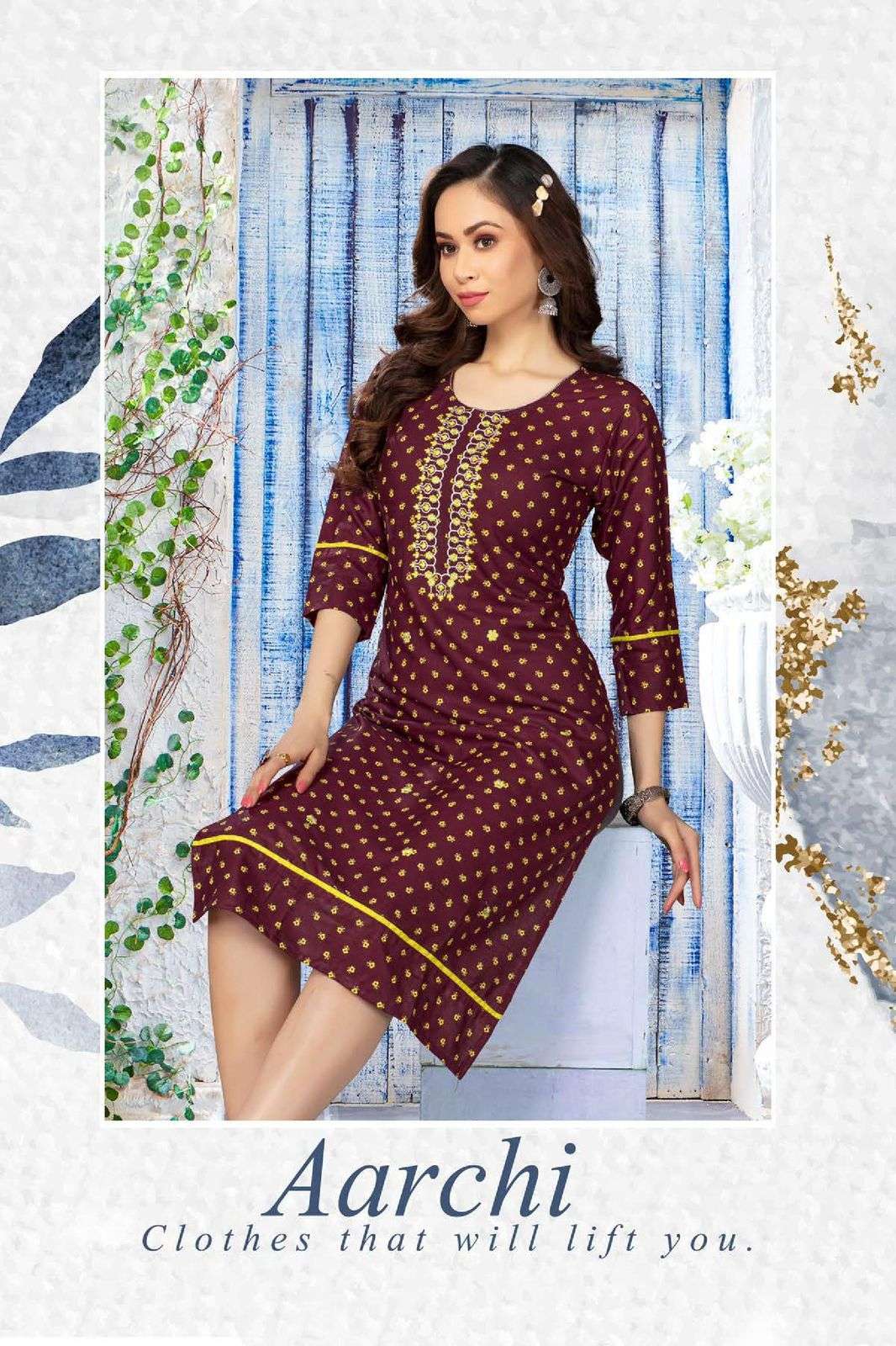 golden aarchi series 8347 Rayon Print kurti