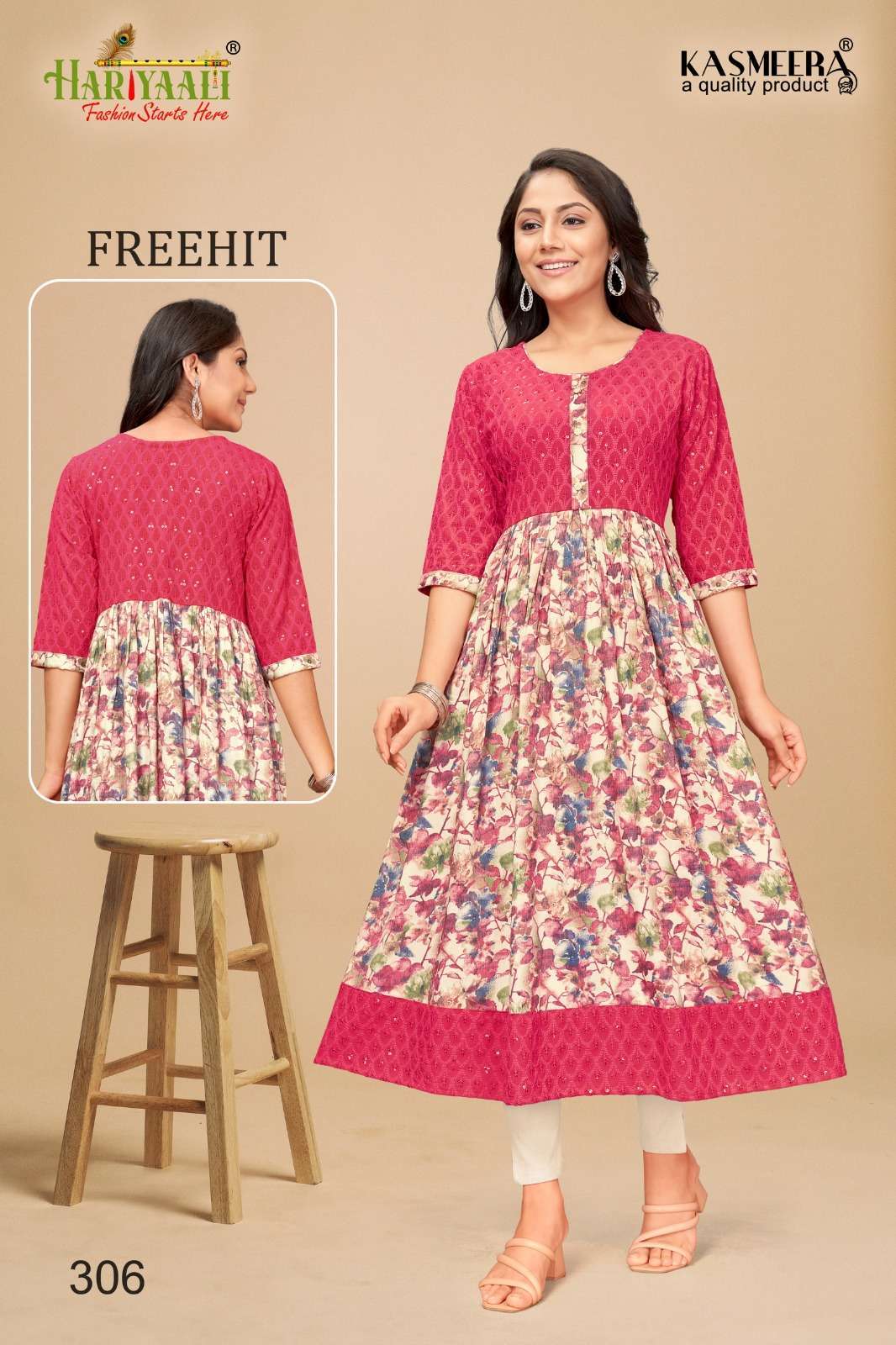 hariyaali freehit vol 3 series 306-317 heavy capsule foil print kurti 