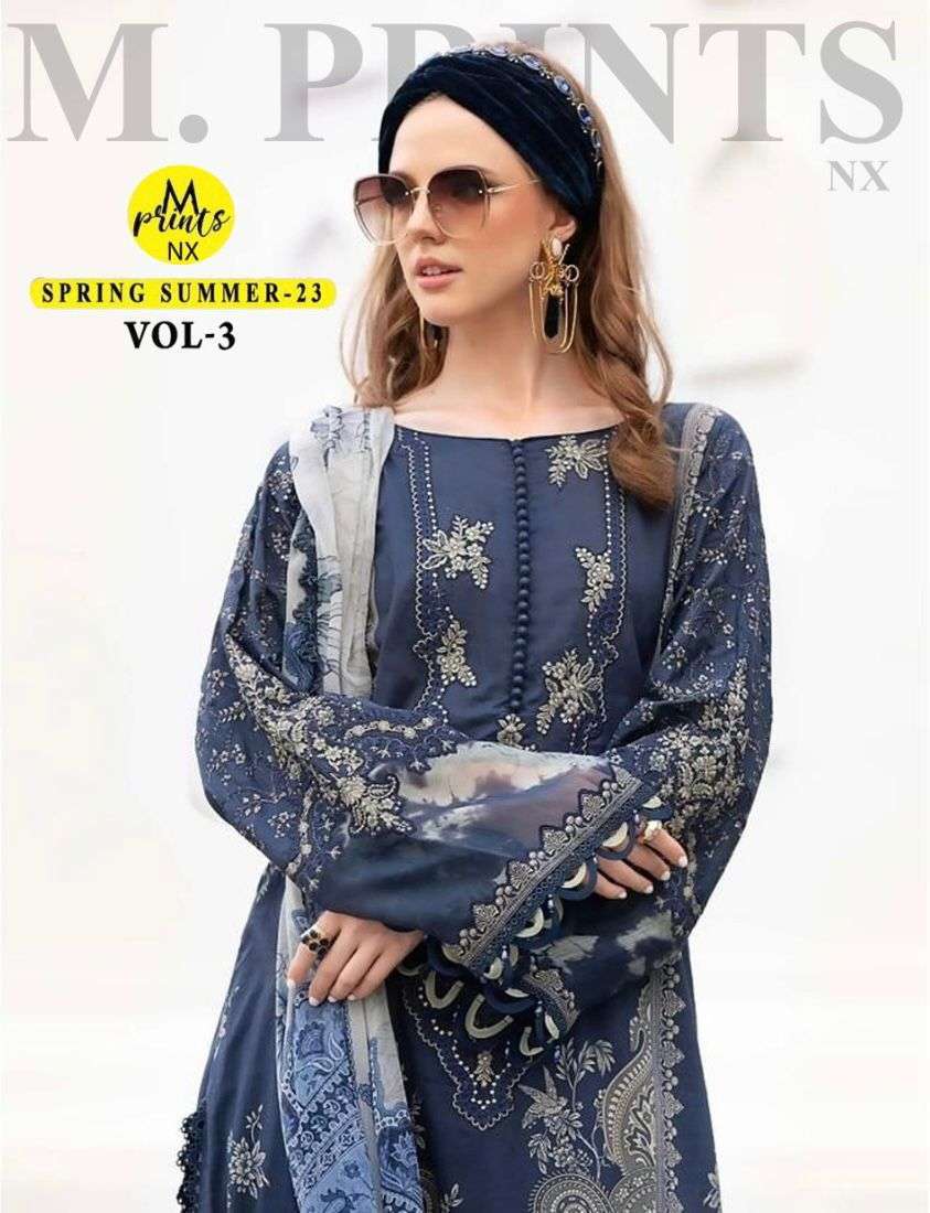 hazzel maria b mprints spring summer 23 vol 3 nx 3001-3003 pure cotton suit 