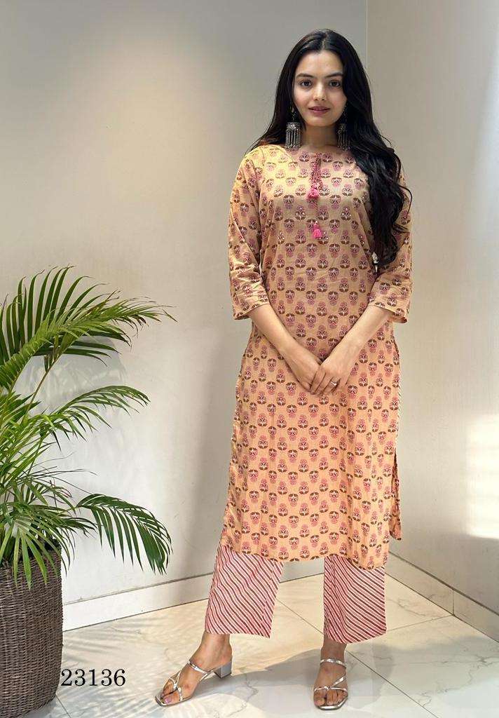 Indira apparel 23136 cambric cotton kurti pant