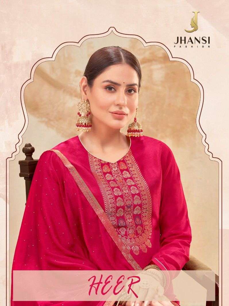 jhansi heer series 1001-1006 pure dola jacquard suit 