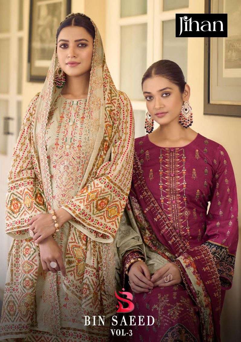 jihan bin saeed vol 3 pure cambric print suit 