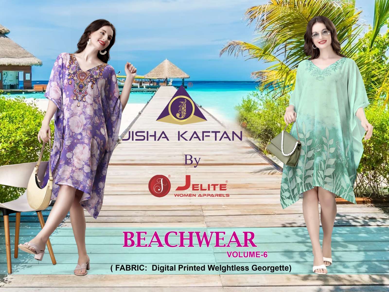 jisha kaftan beach wear kaftan vol 6 Weightless Georgette kurti