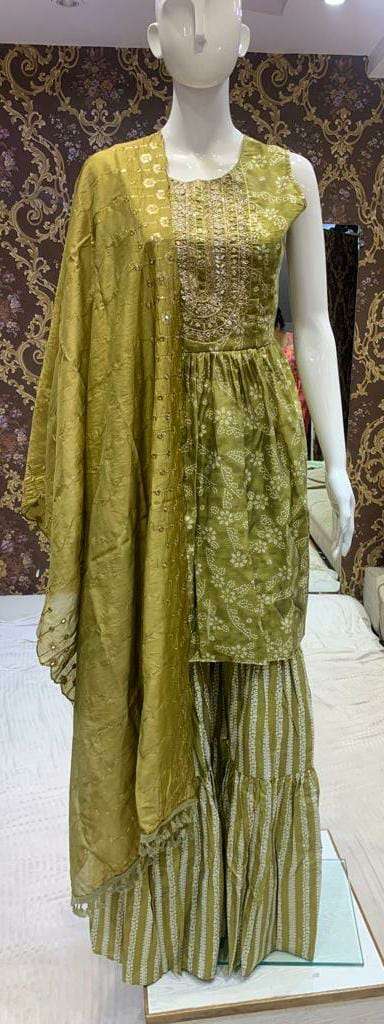 kashiti Chanderi Silk Foil embroidery suit 