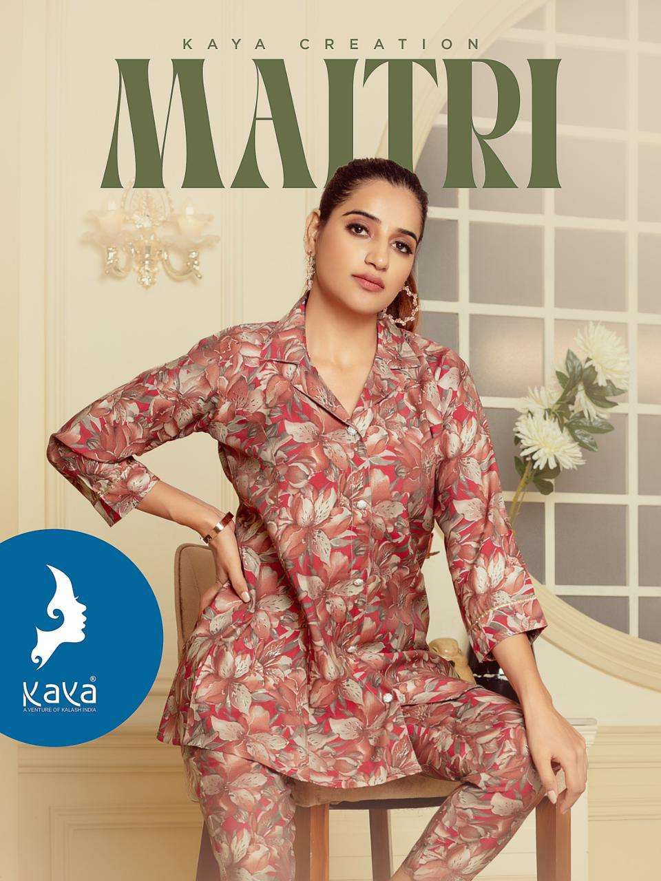 kaya maitri series 01-06 chanderi modal print co ord sets