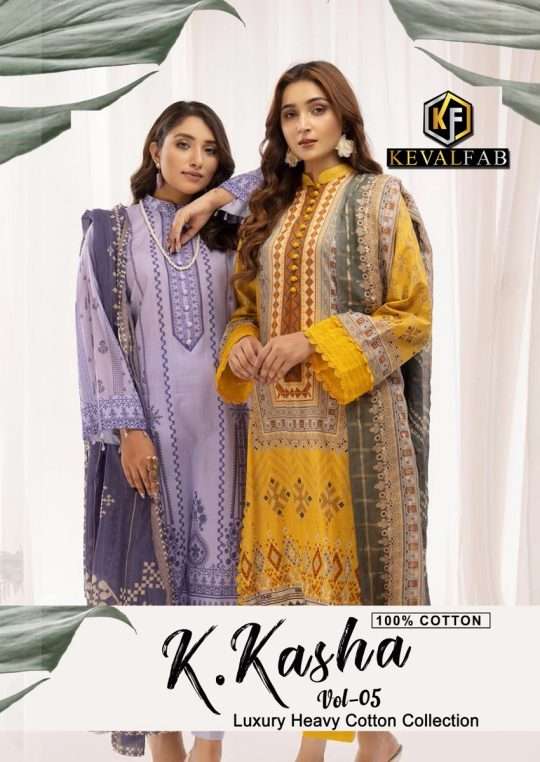 Keval K. Kasha Vol-5 series 5001-5006 Pure Heavy Cotton Printed suit