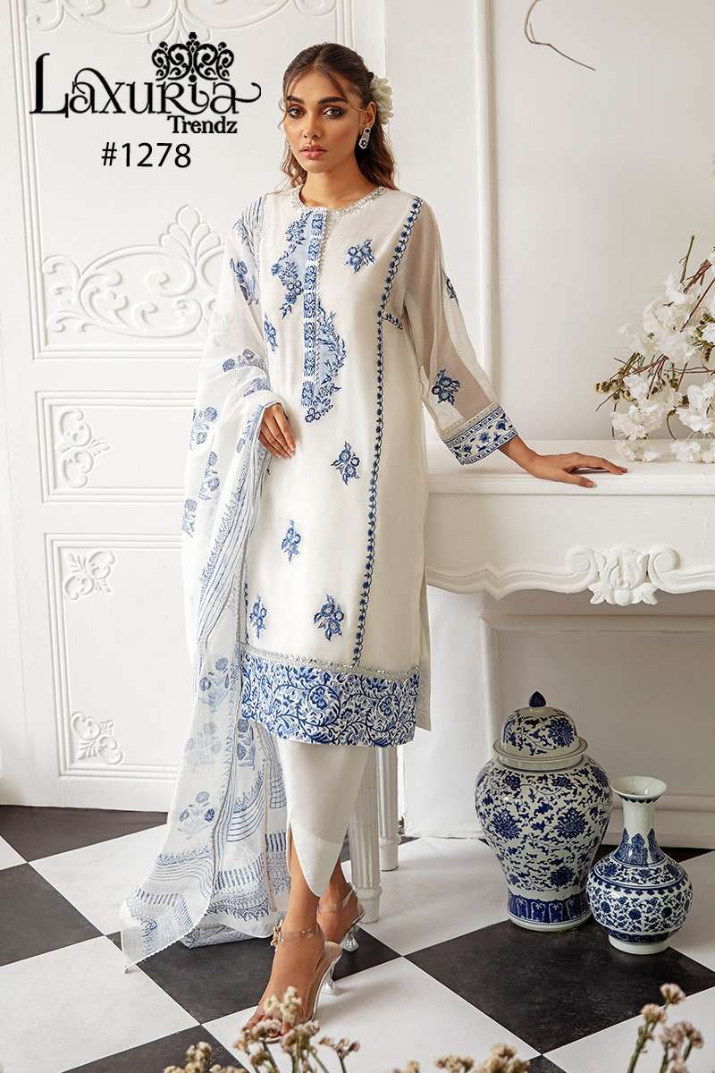 laxuria 1278 white color Faux Georgette suit