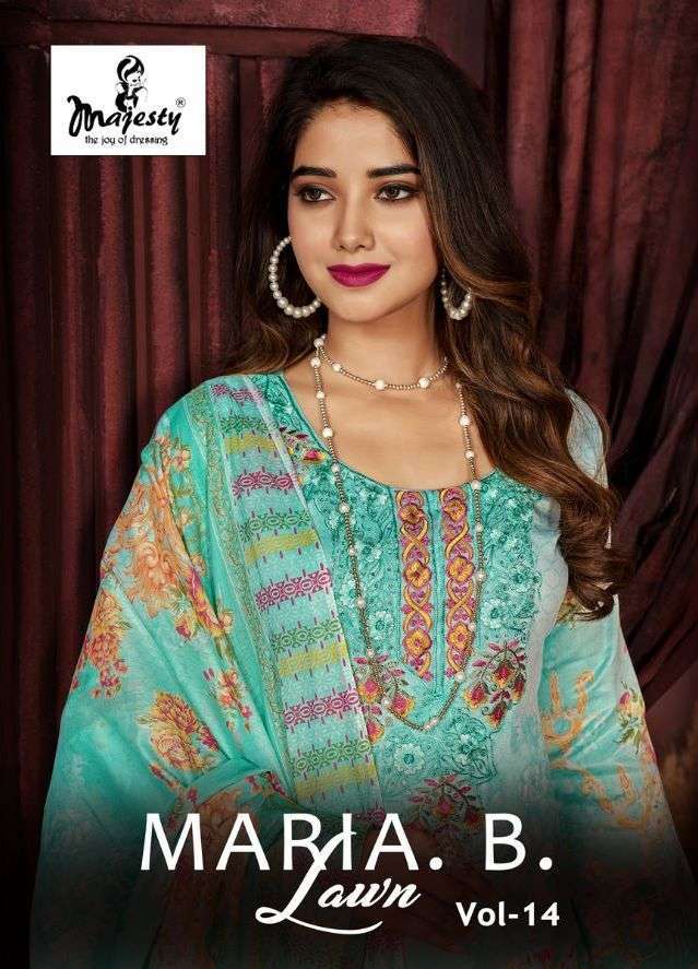 majesty maria b lawn vol 14 series 14001-14006 jam cotton suit 