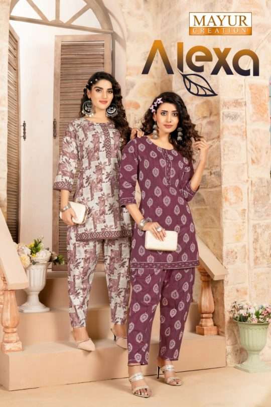 Mayur Alexa Vol-1 series 1001-1010 Pure Cotton Printed co ord sets