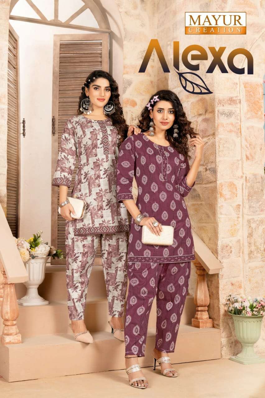 mayur creation alexa vol 1 series 1001-1010 pure cotton co ord sets