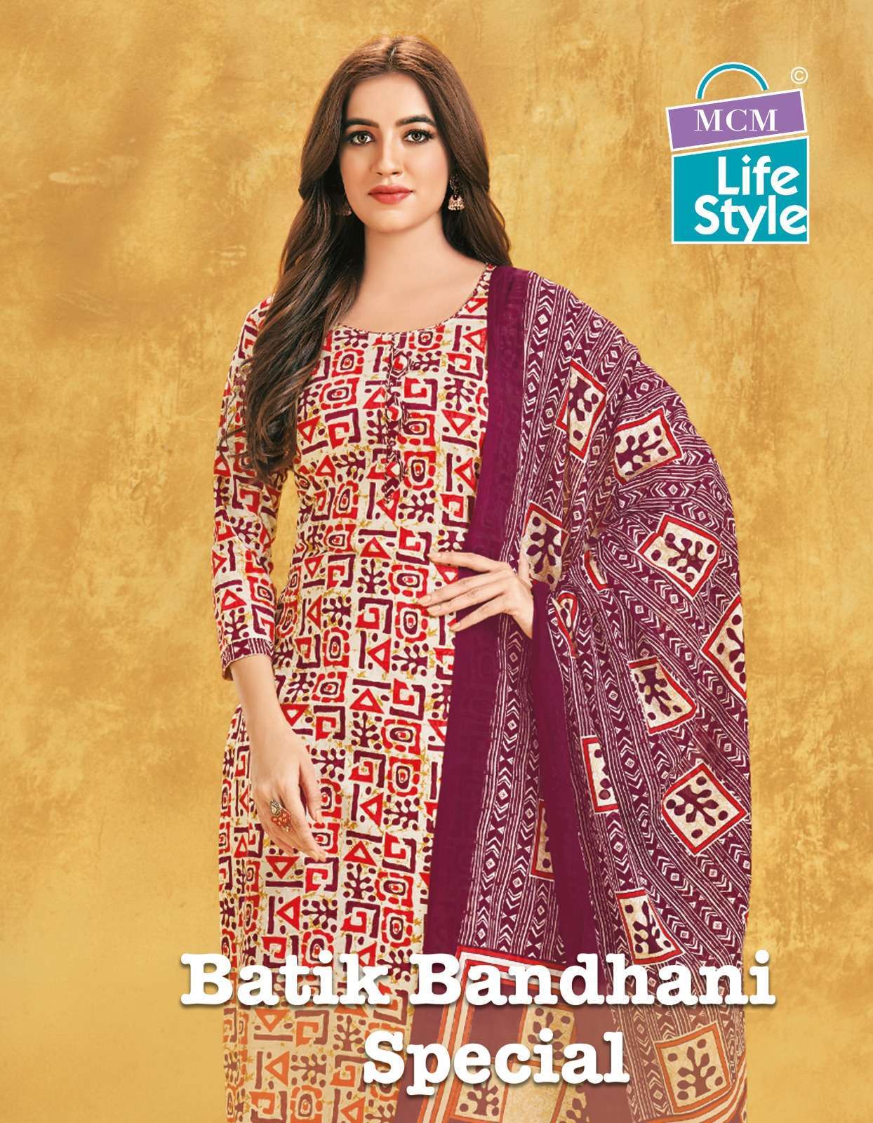 mcm lifestyle batik bandhani special series 9101-9112 cambric cotton suit 