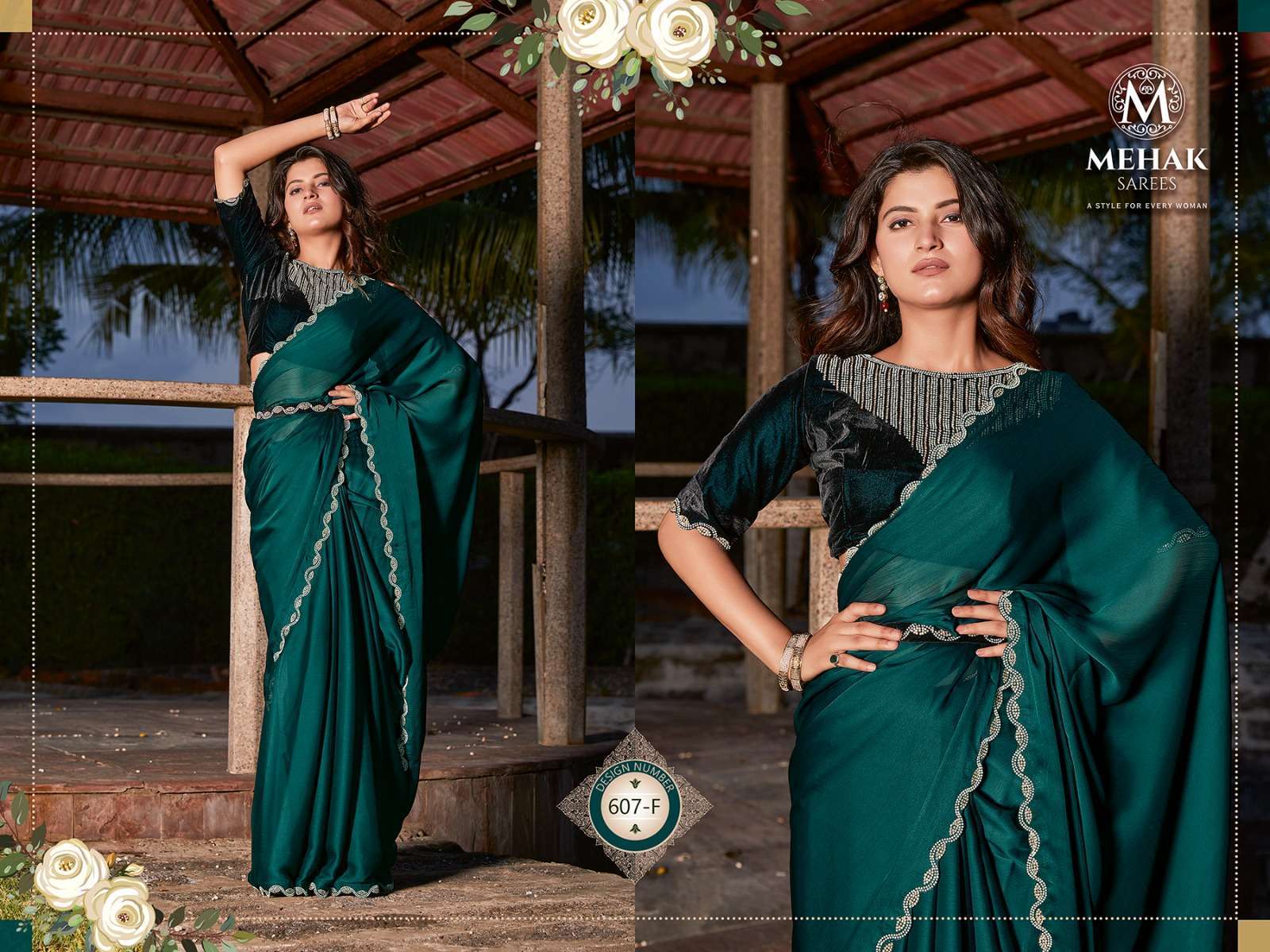 mehak 607 satin silk chiffon saree