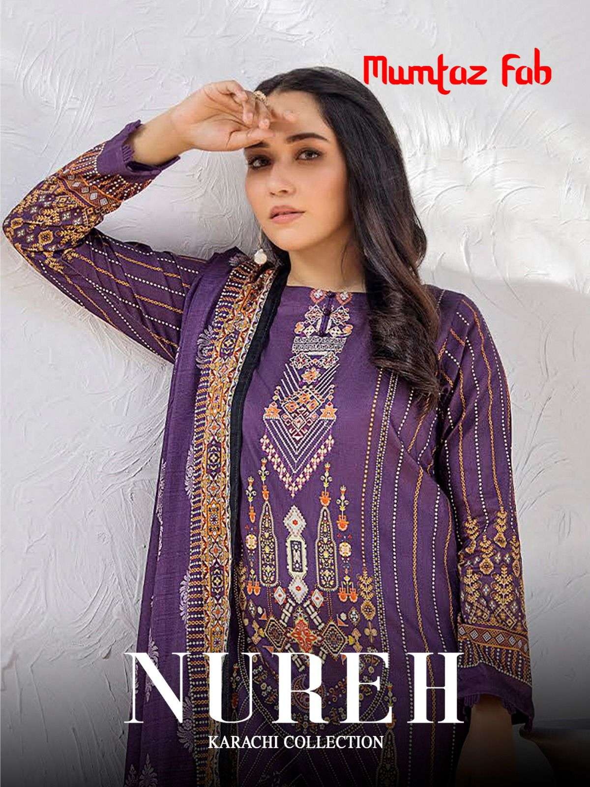 mumtaz arts nureh series 1001-1006 pure cambric suit