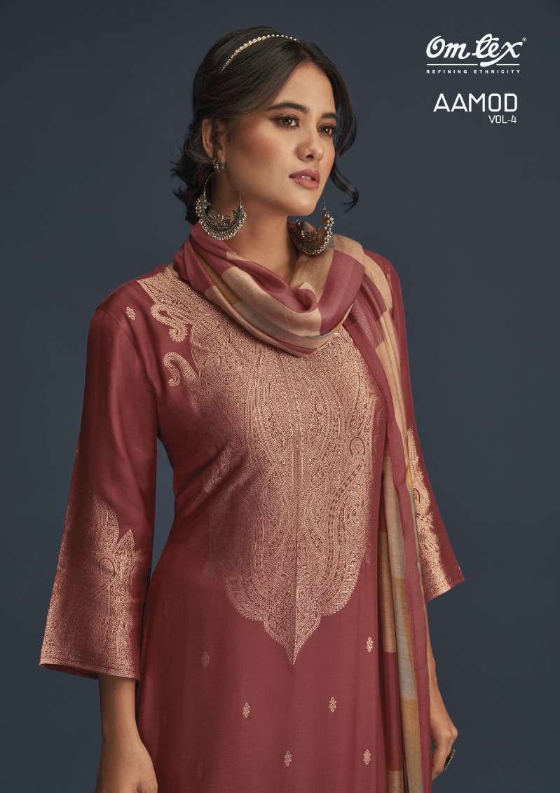 omtex aamod vol 4 series 2341 muslin jacquard suit 