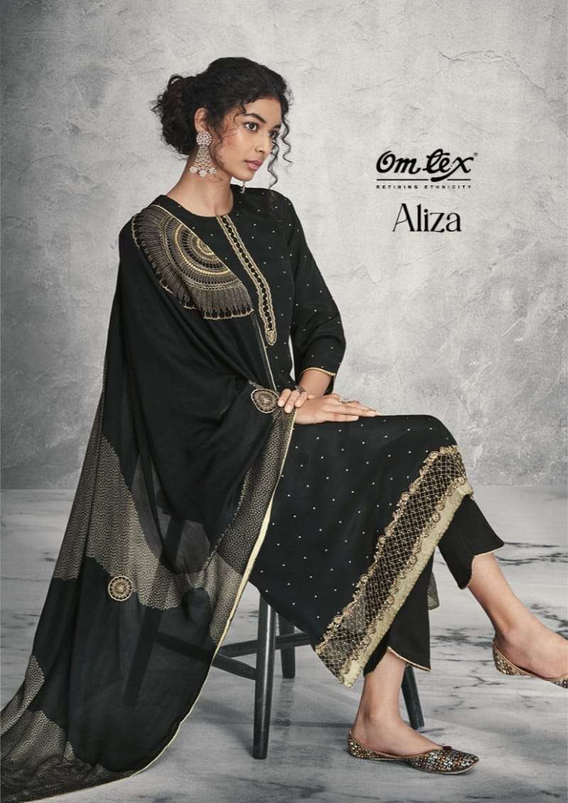 omtex aliza series 2051 natural crape embroidery suit 