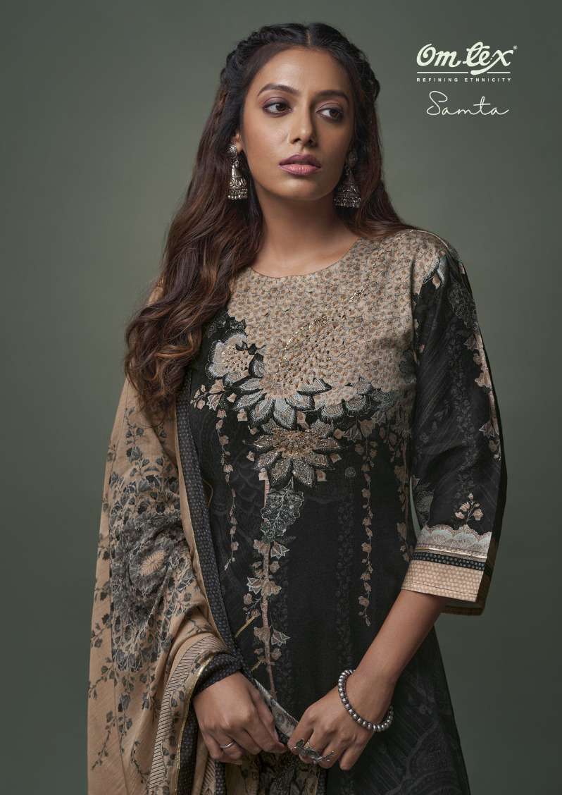 omtex samta series 2221 cotton satin digital print suit 