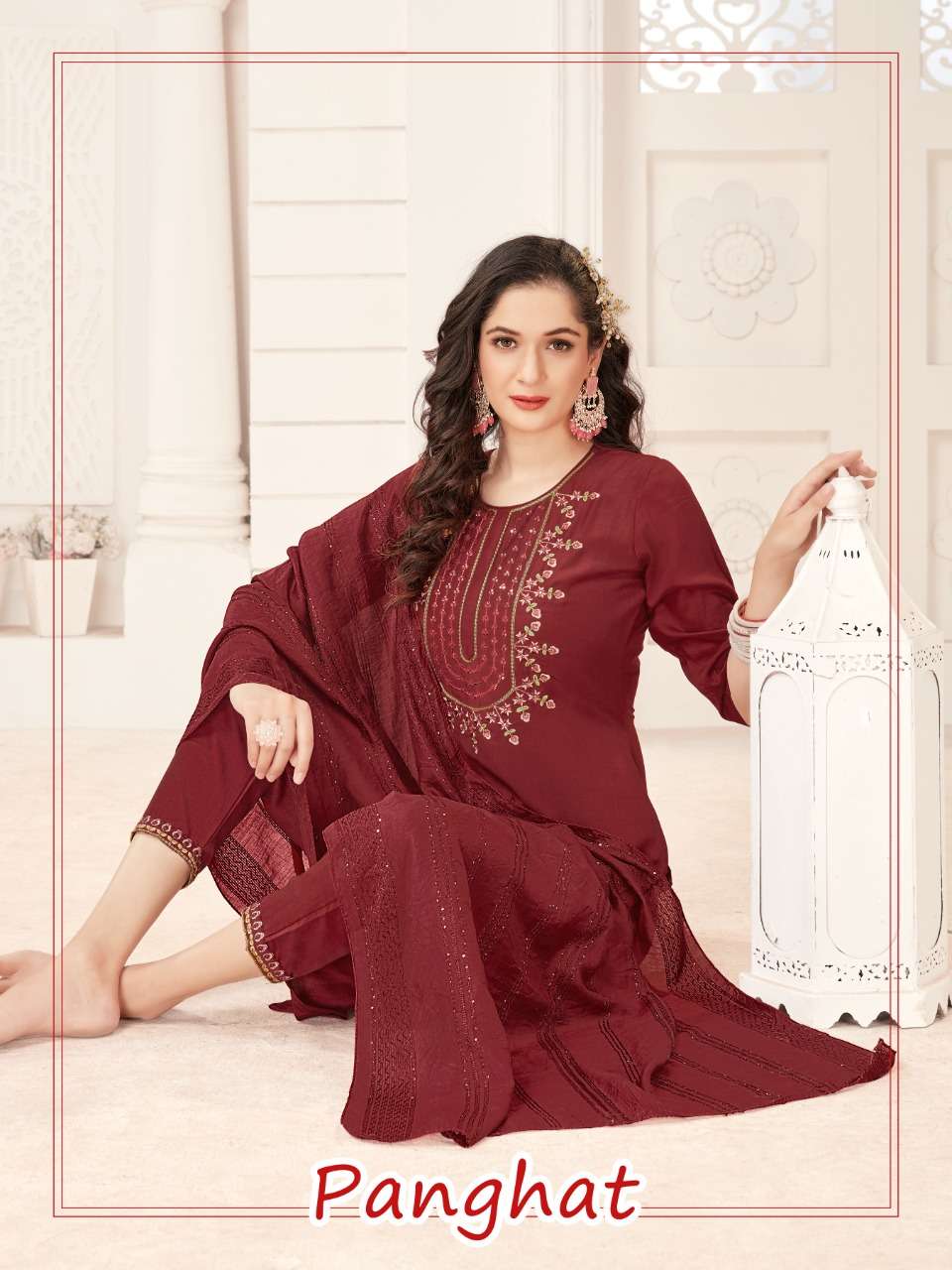 panghat designer heavy chinon silk suit 