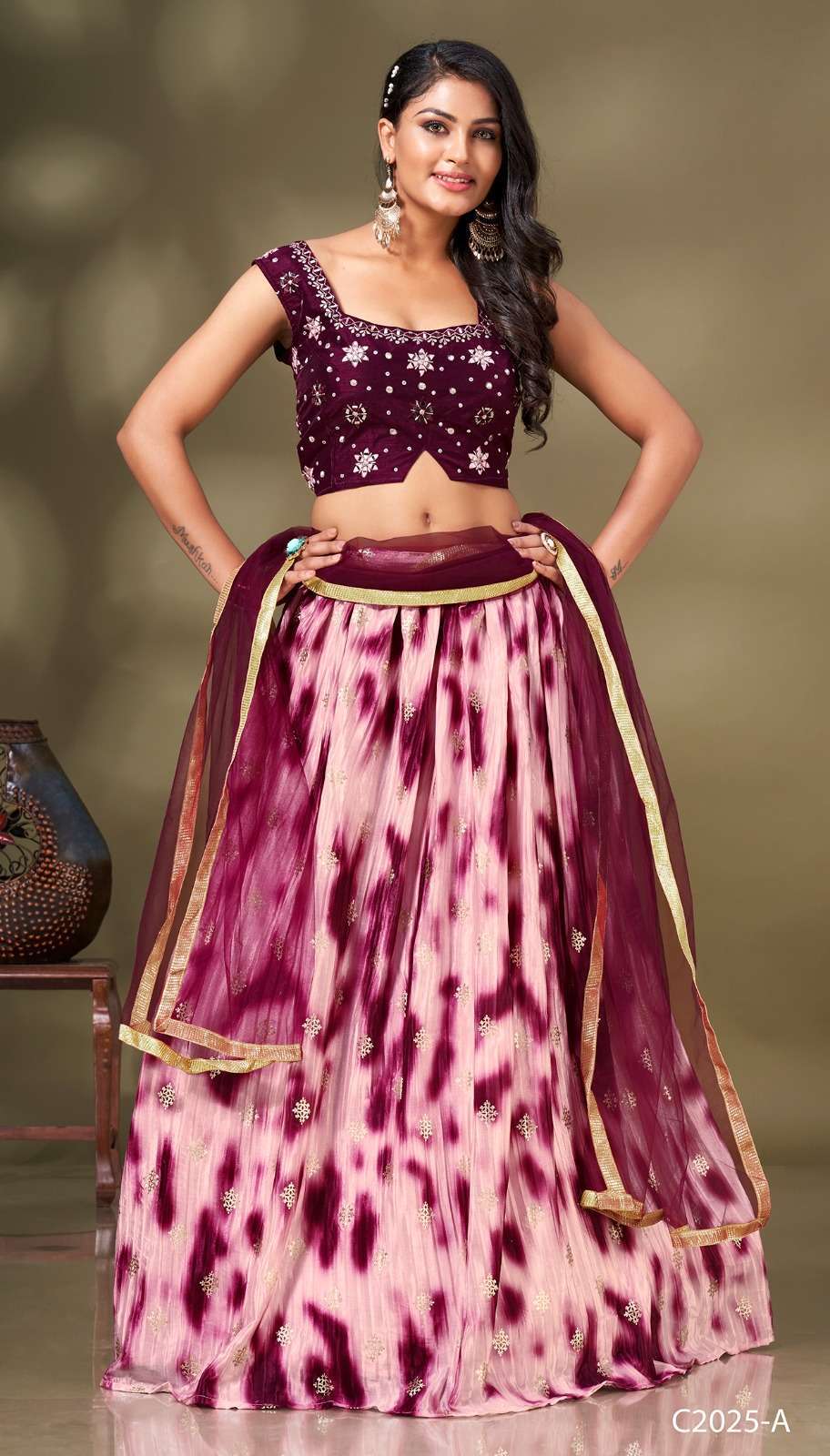 pr c 2025 amazing chinon crush readymade lehenga with designer choli and net dupatta