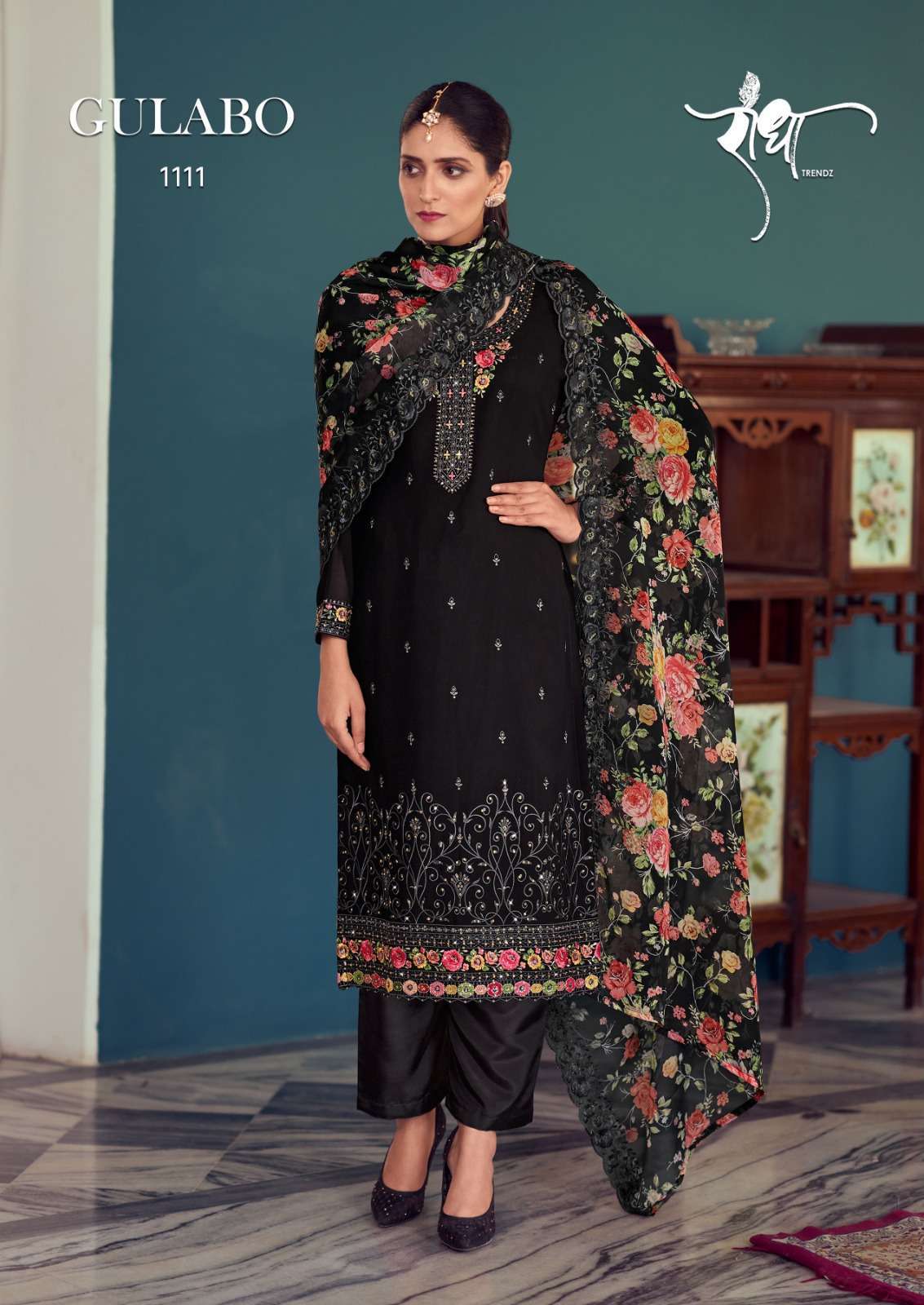 radha trendz gulabo series 1111-1116 georgette embroidery work suit 