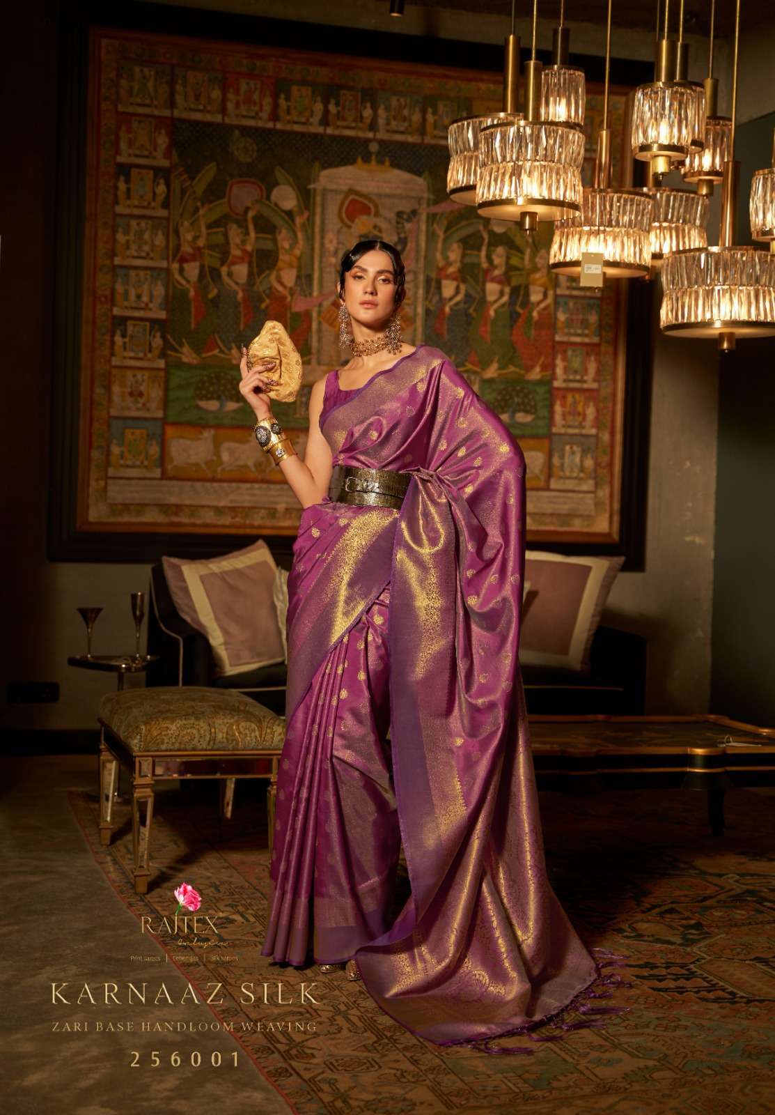 rajtex karnaaz silk series 256001-256007 weaving silk saree