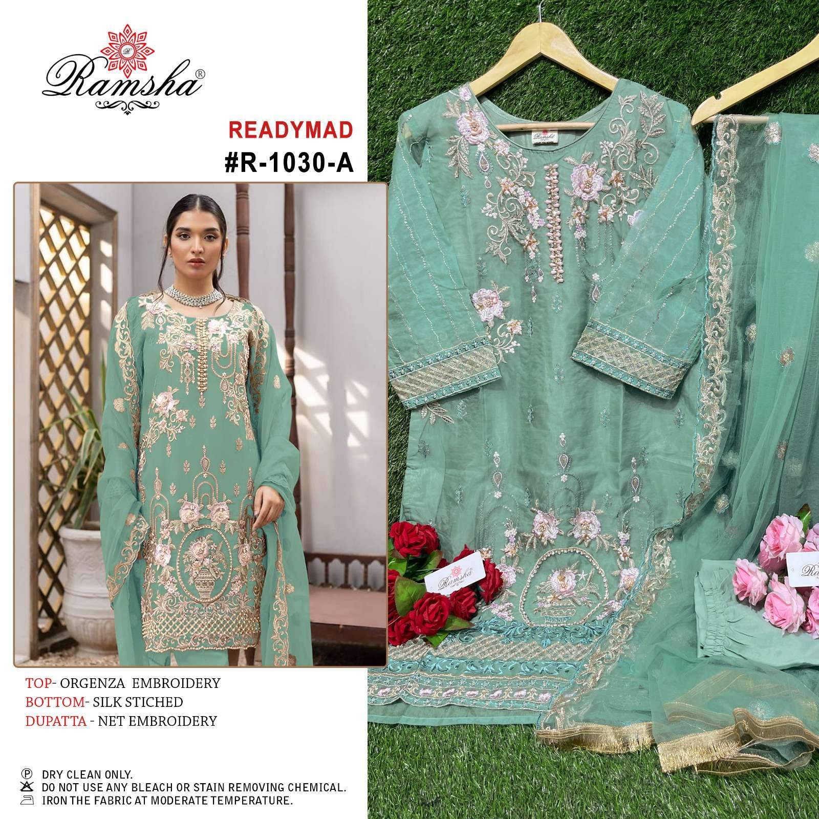 ramsha R- 1030 nx organza embroidery suit