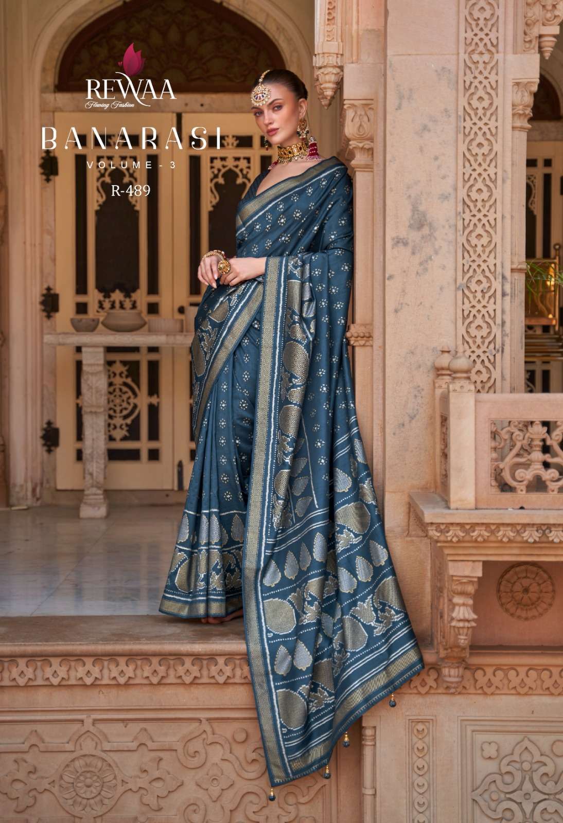 rewaa banarasi vol 3 series 487-489 smooth silk saree