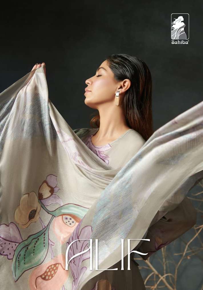 sahiba alif muslin silk with digital print handwork suit 