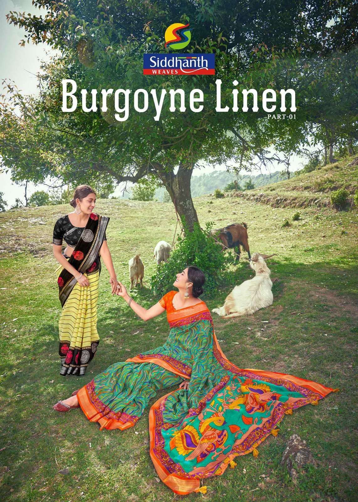 siddhanth weaves burgoyne linen series 100001-100008 Cotton Base saree