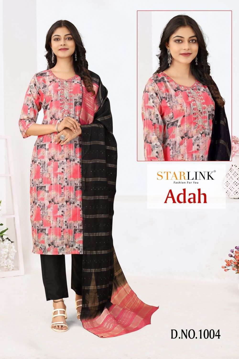 starlink adah series 1001-1012 linen strips readymade suit 
