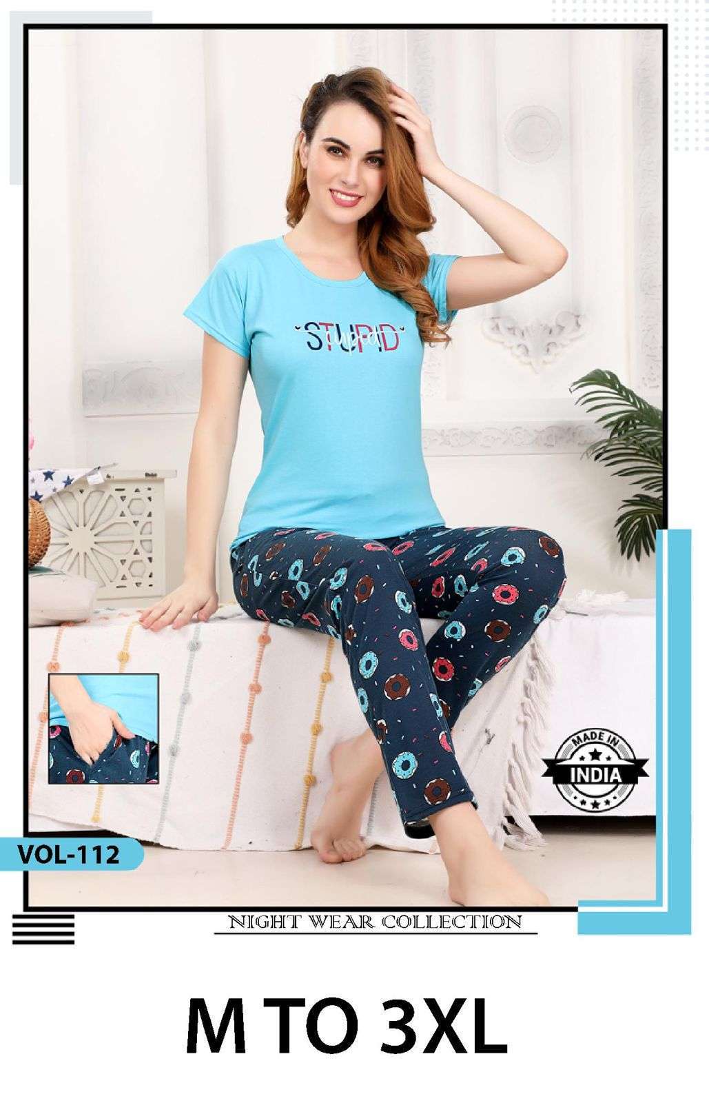 summer special vol dn112 Heavy Shinker Hosiery Cotton Plain night suits