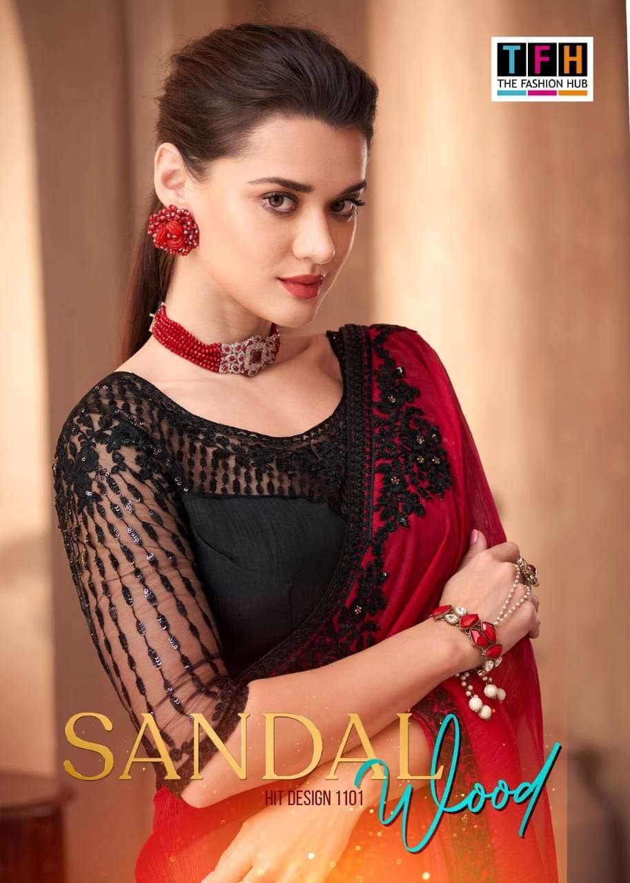 tfh sandalwood 1101 hit design fancy party wear sarees