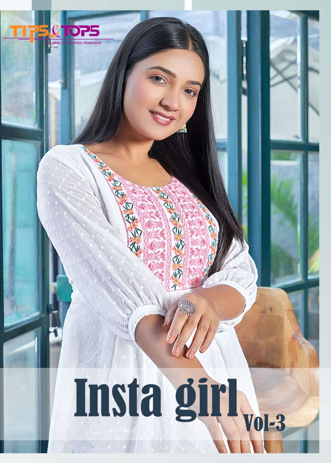 Tips & tops insta girl vol 3 georgette jacquard tunic tops