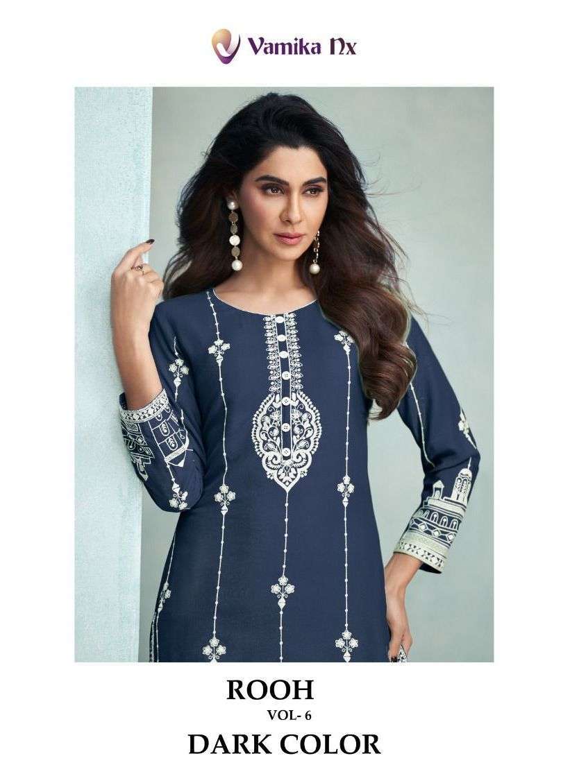 vamika nx rooh vol 6 dark color series 1135 pure rayon viscose kurti