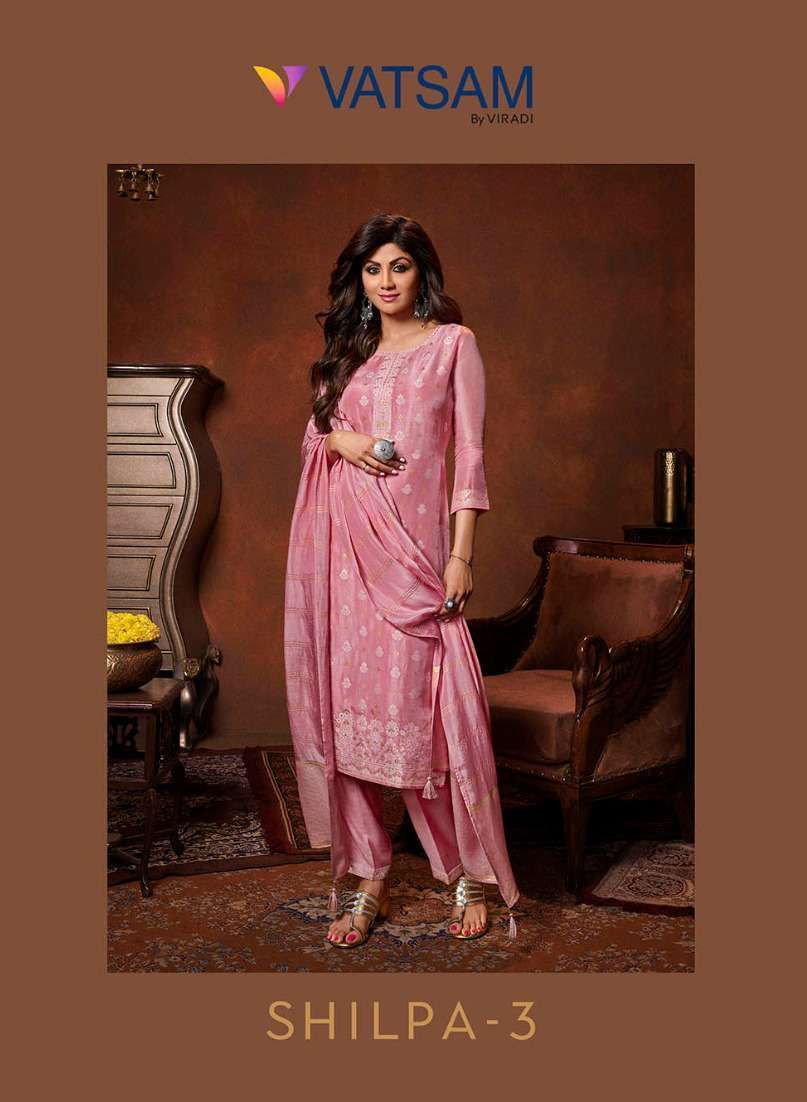 Vatsam shilpa vol 3 series 511-514 viscose dola jacquard suit