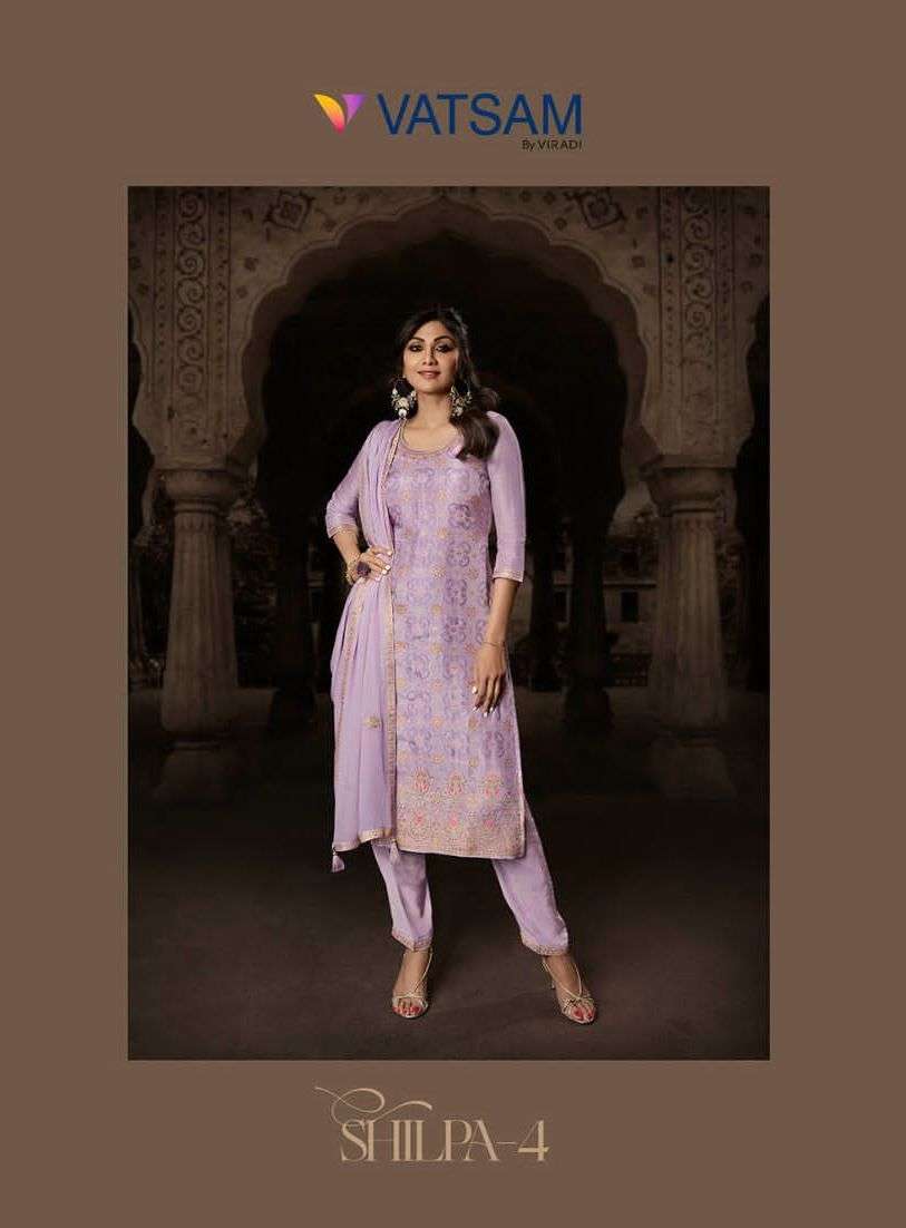 vatsam shilpa vol 4 series 691-696 viscose dola jacquard suit 