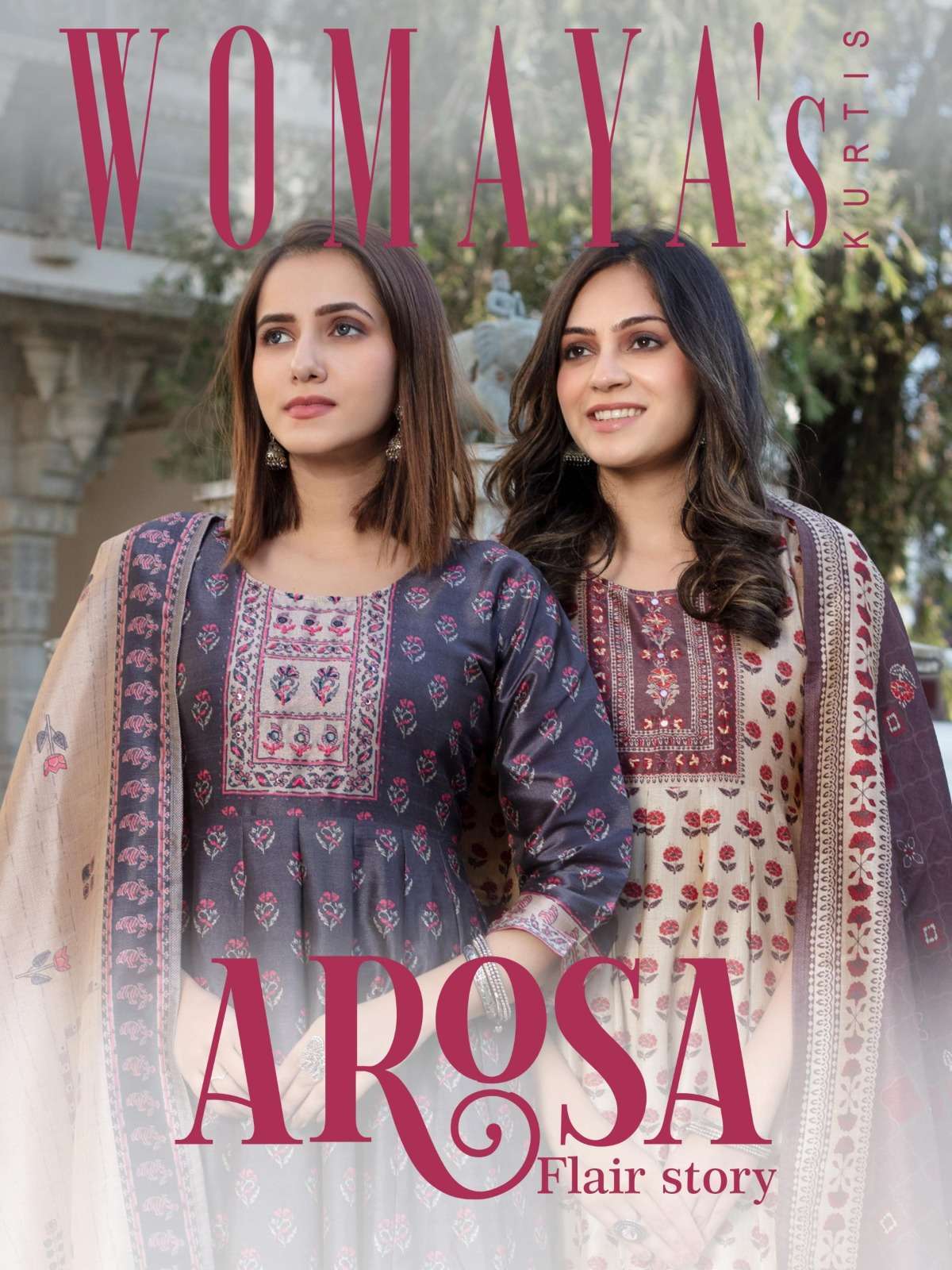 womaya arosa flair story series 10001-10010 silk gown and duppata