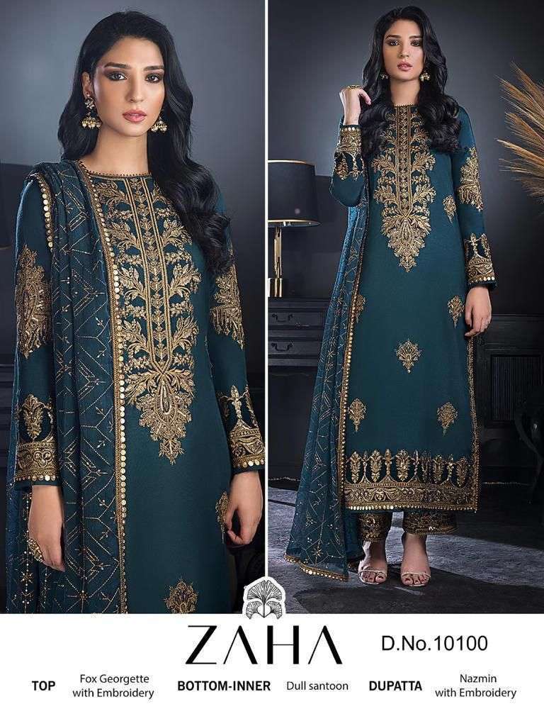 zaha 10100 georgette heavy embroidered suit 