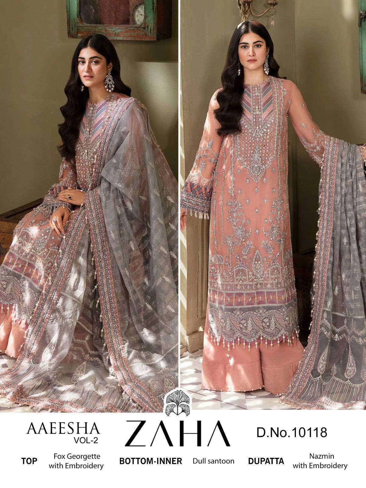 zaha 10118 georgette heavy embroidered suit 