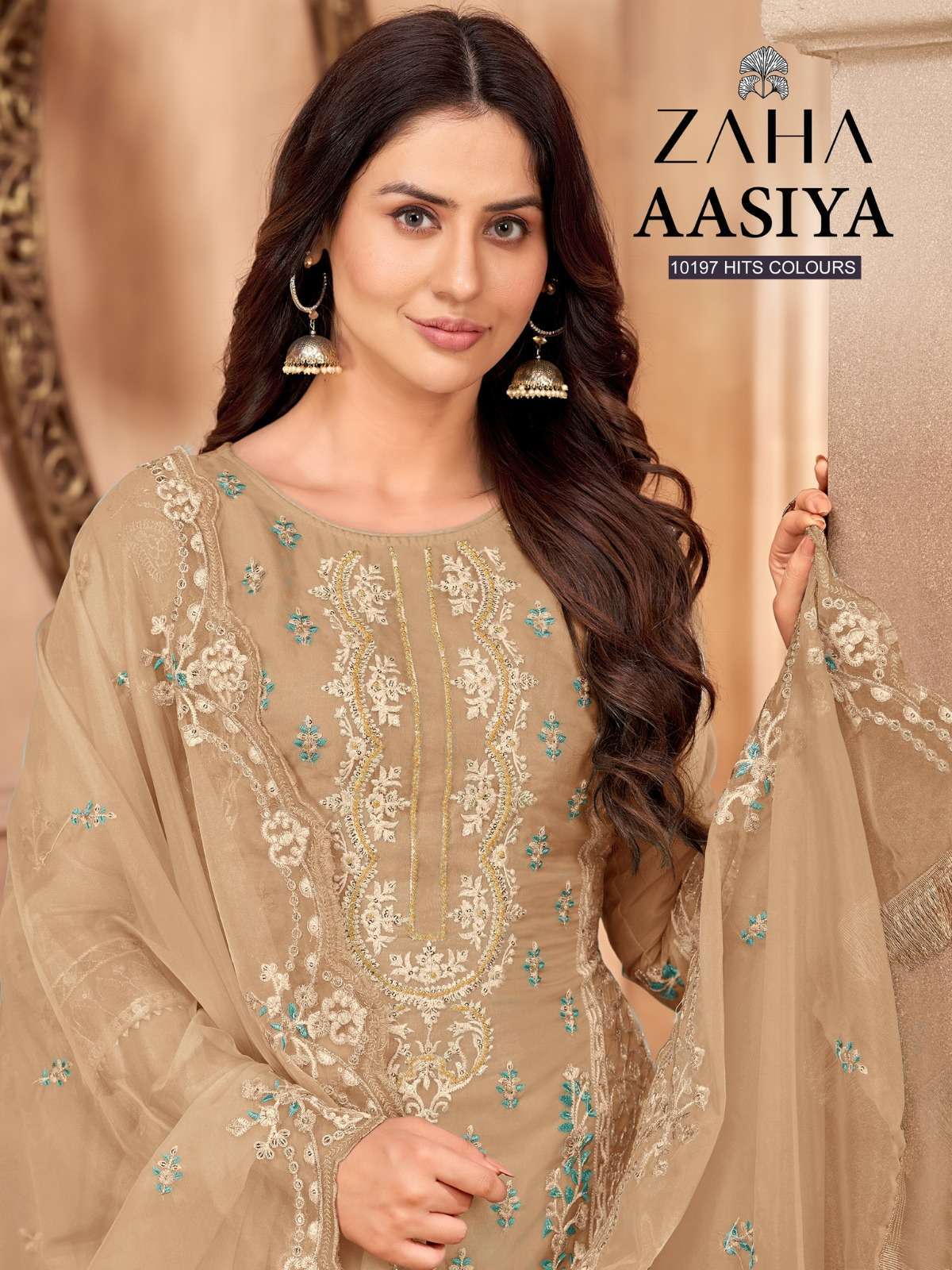 zaha aasiya 10197 hits colours organza embroidered suit 