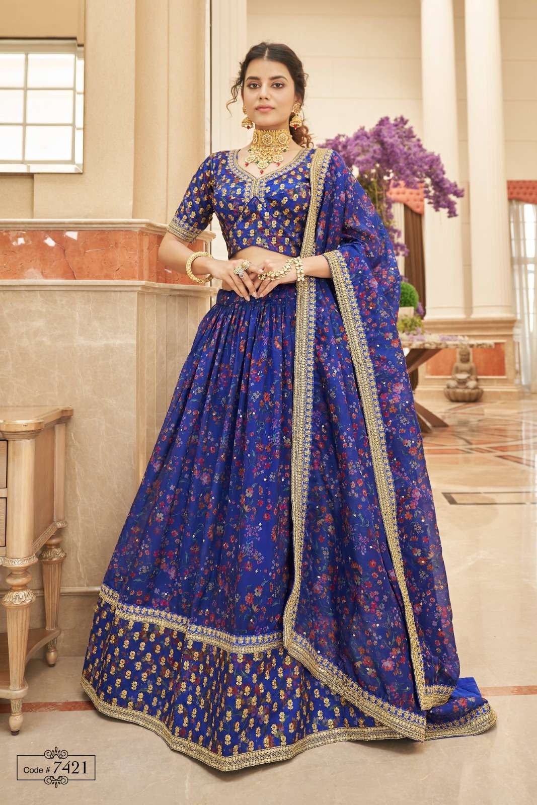 zeel 7421 Organza Zari Embroidery Work lehenga