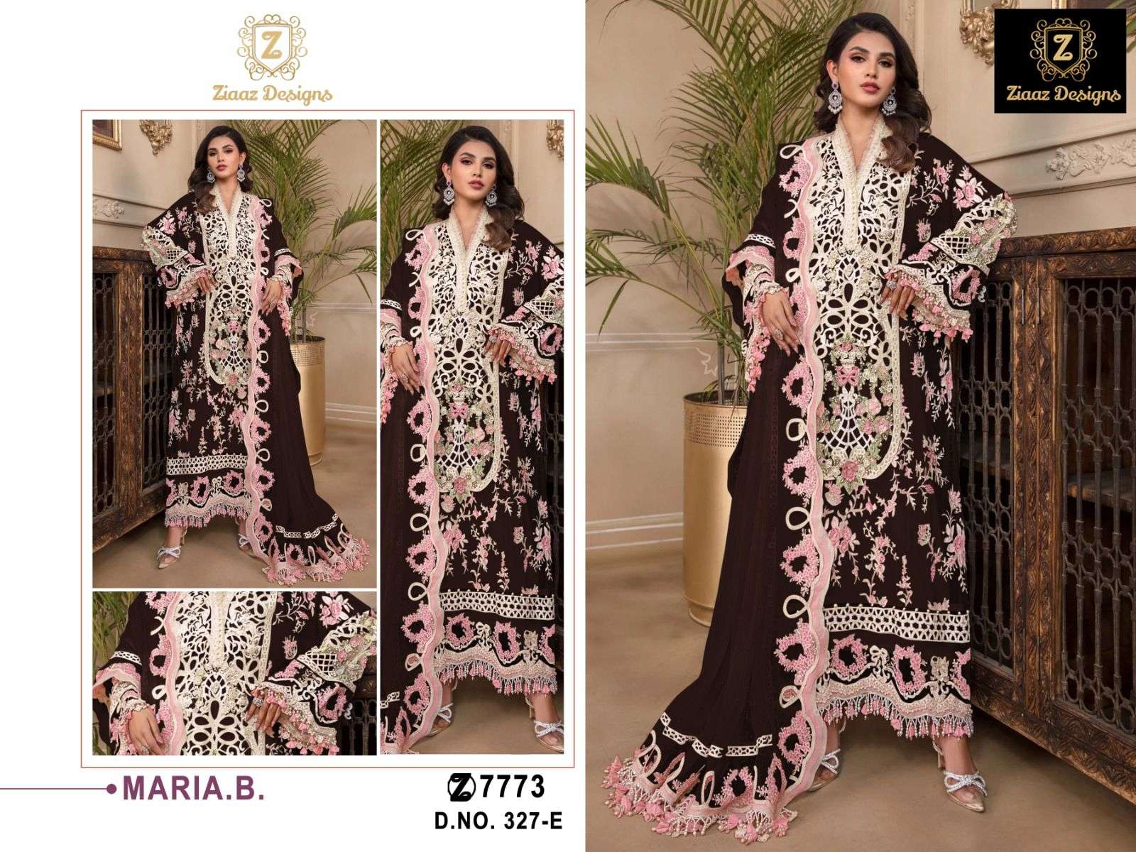 ziaaz designs 327 designer georgette embroidered suit 