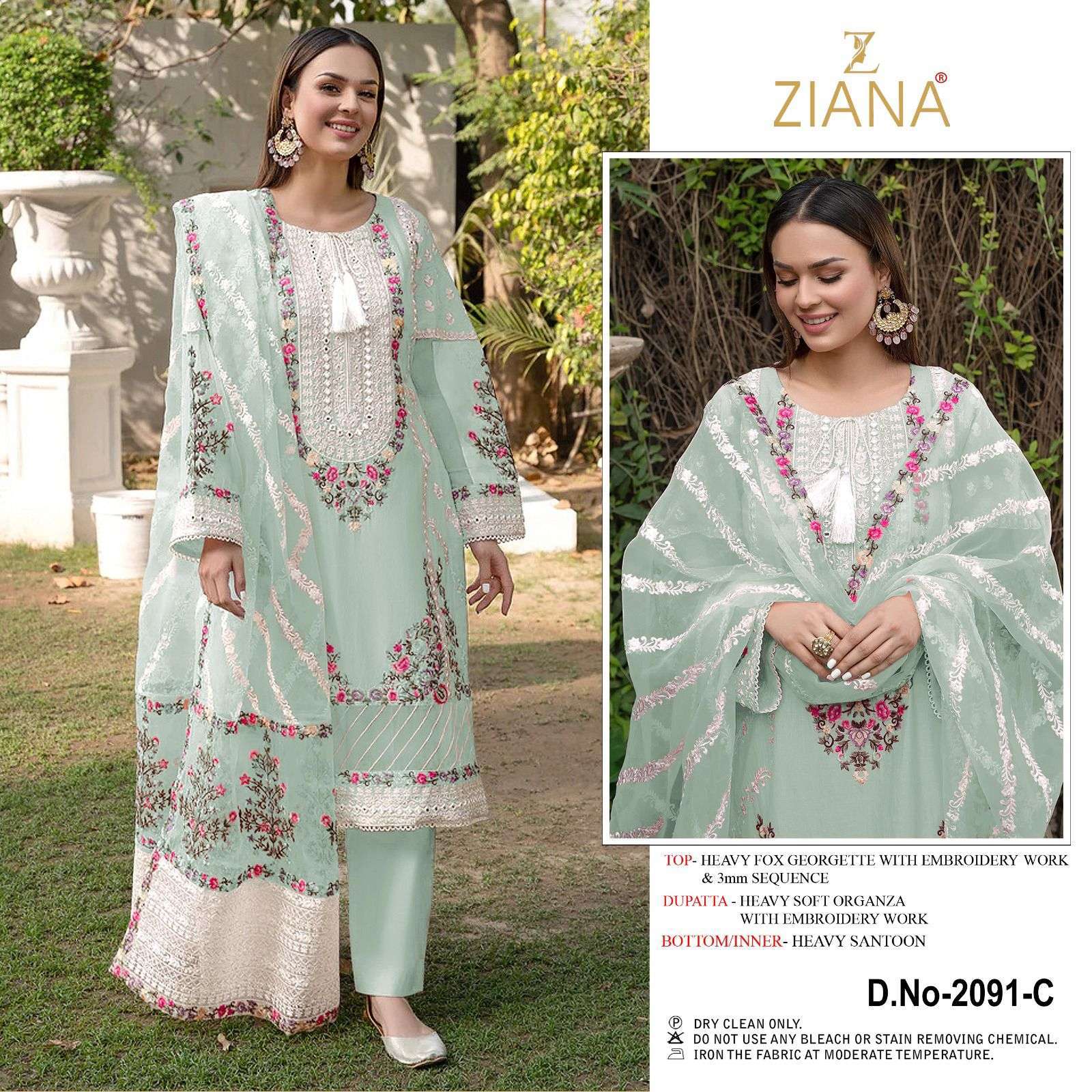 ziana 2091 faux georgette embroidery suit 