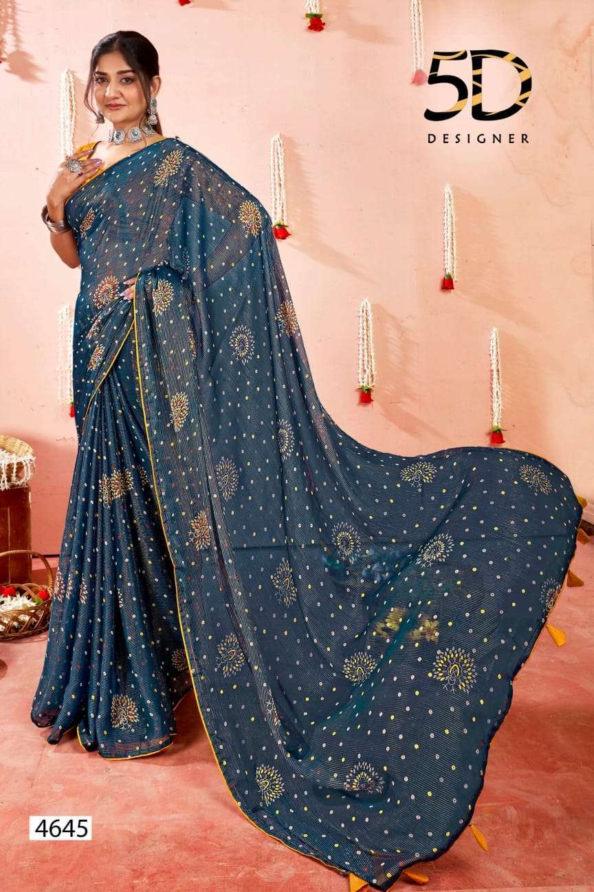 5d designer bindu series 4641-4648 chiffon viscose saree