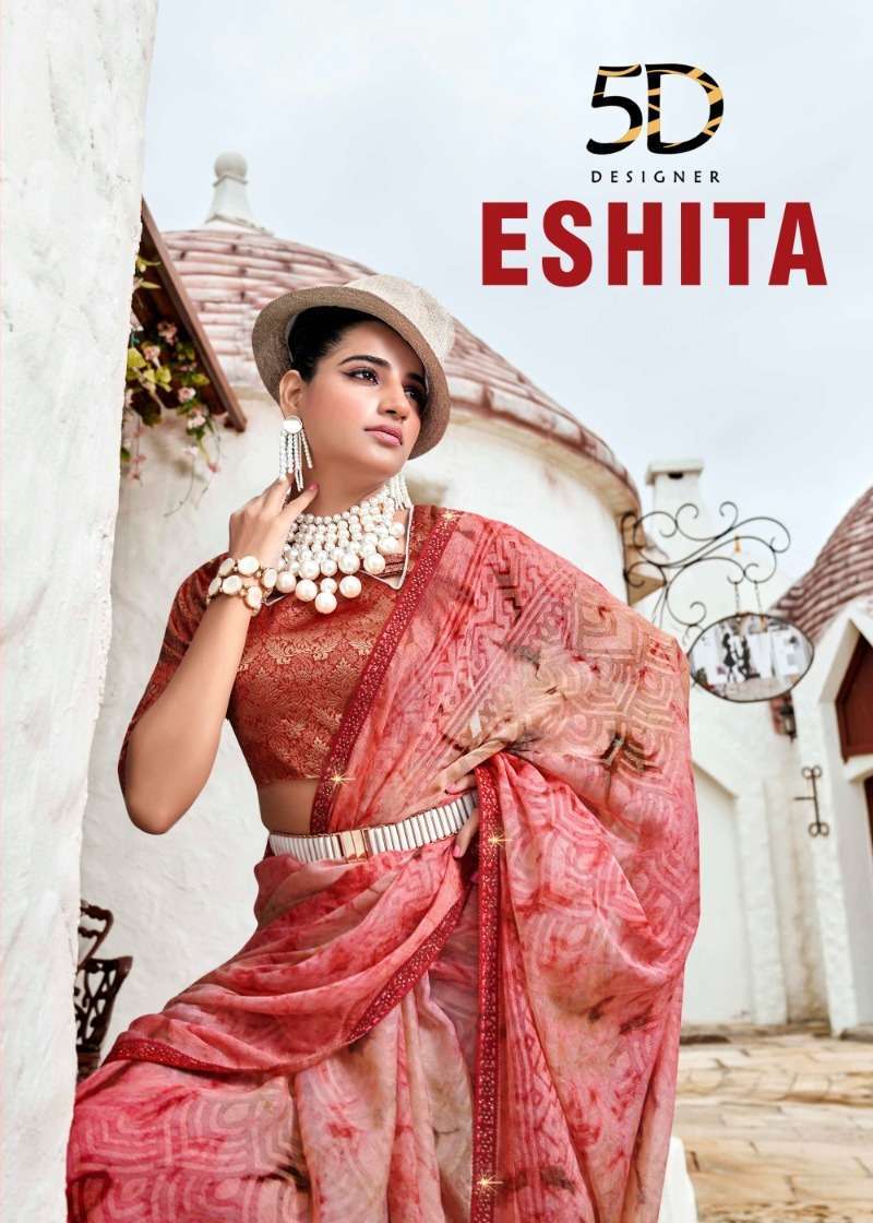 5d designer eshita series 4688-4695 chiffon brasso saree