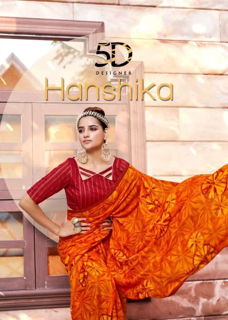 5d designer hanshika series 4569-4576 moss georgette saree