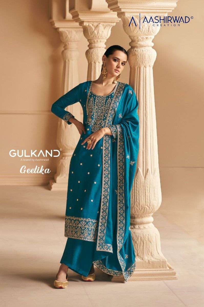 aashirwad gulkand geetika series 9719-9722 premium silk suit